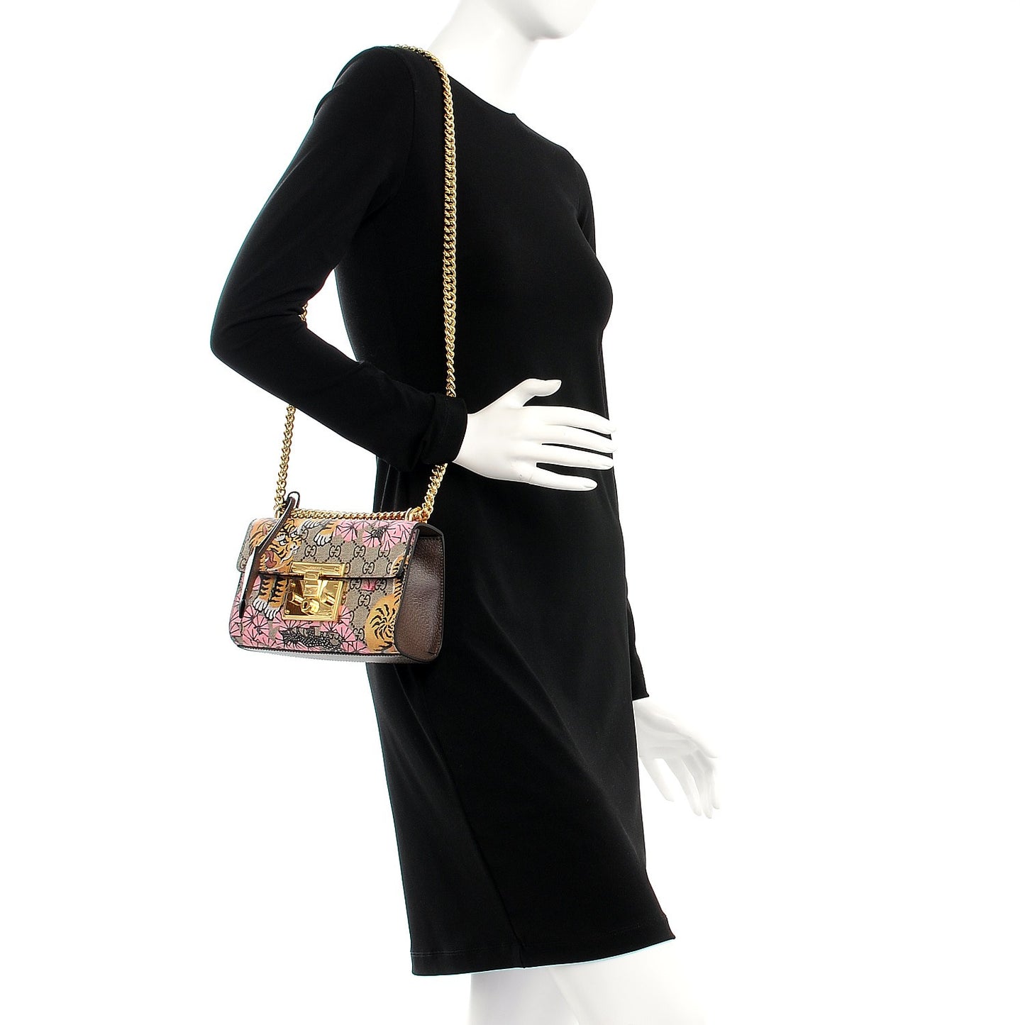 GG Supreme Monogram Bengal Small Padlock Shoulder Bag Beige Pink