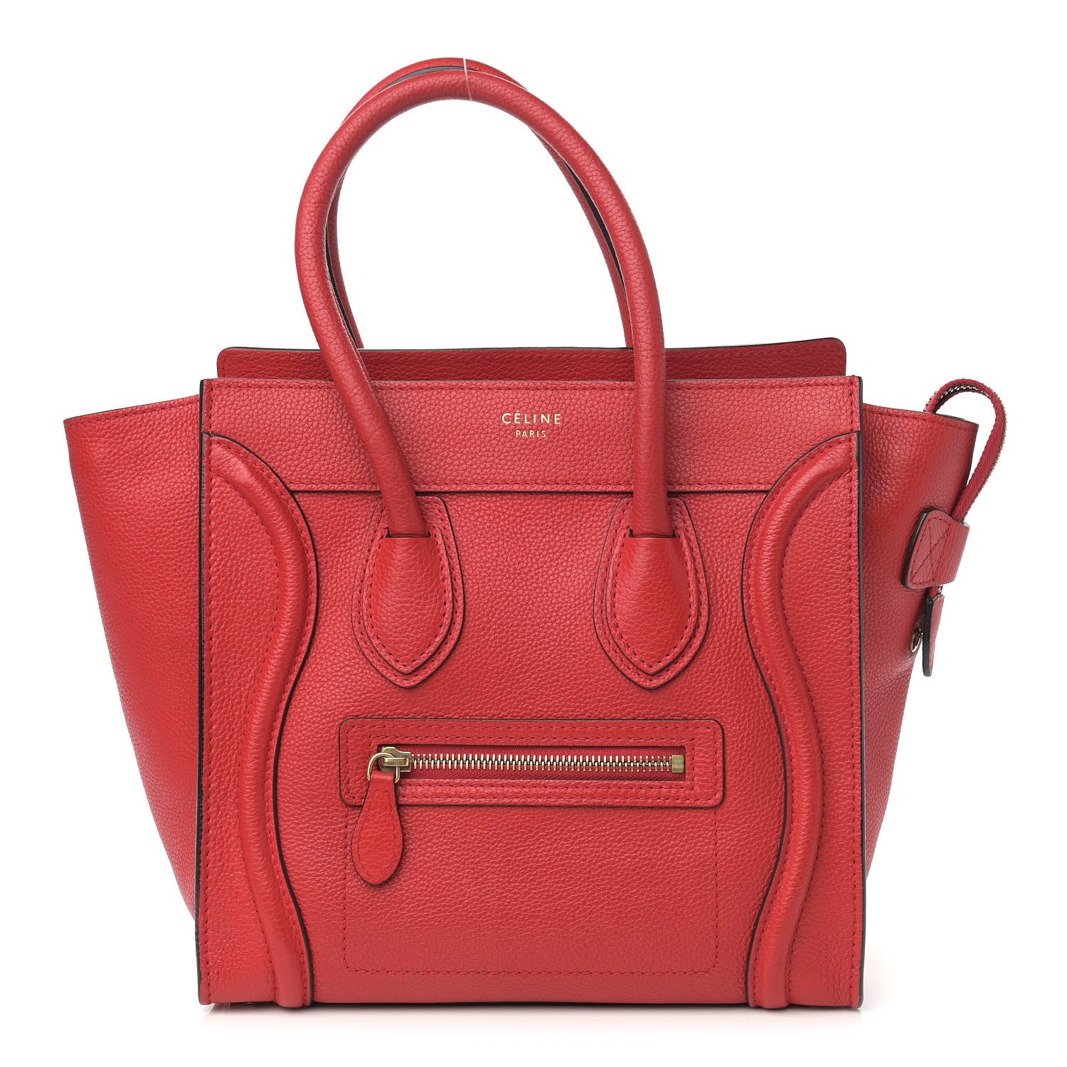 Celine Drummed Calfskin Micro Luggage Red 1 of 8