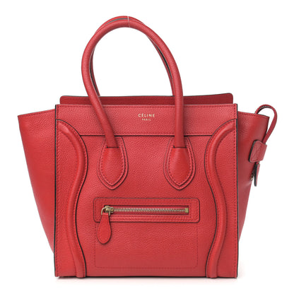 Celine Drummed Calfskin Micro Luggage Red 1 of 8