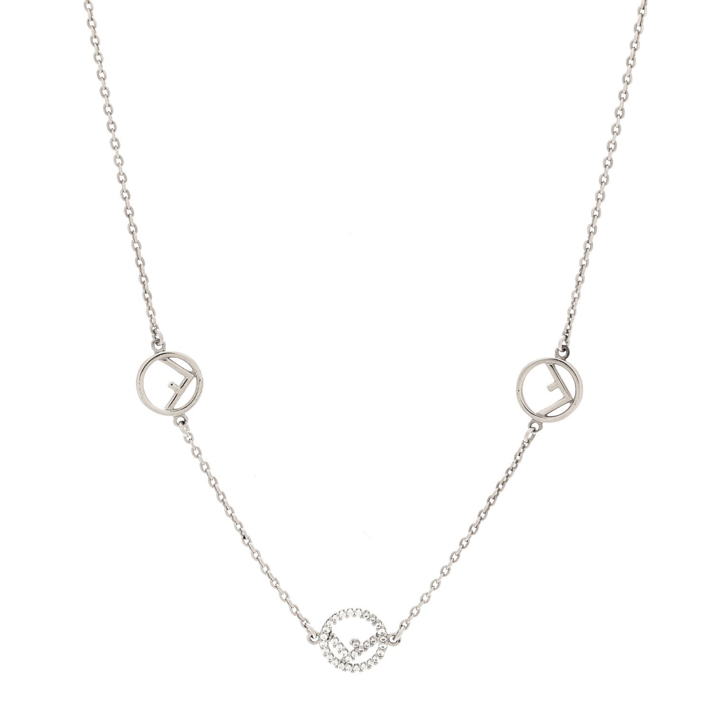 Metal Crystal F is Fendi Necklace Silver