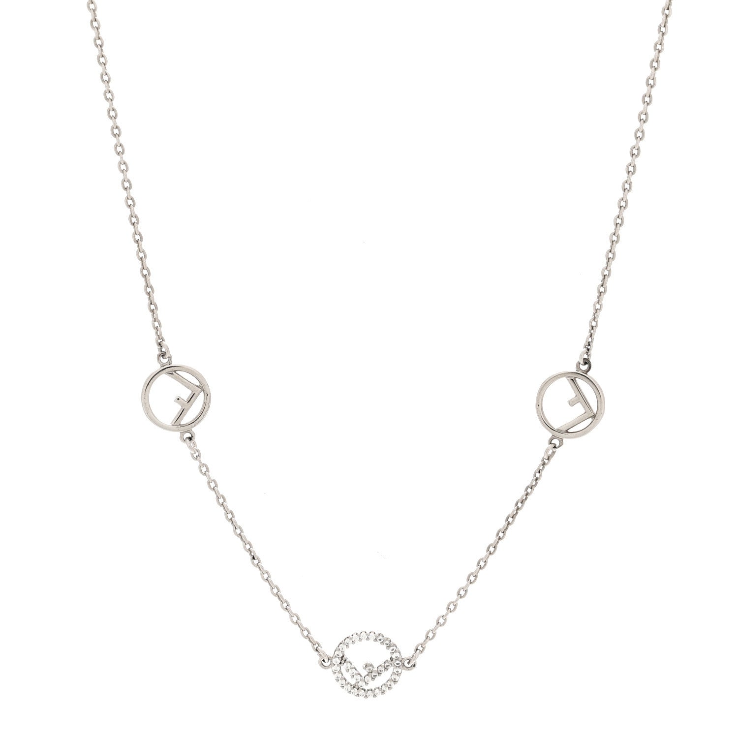 Fendi Metal Crystal F is Fendi Necklace Silver 1 of 7