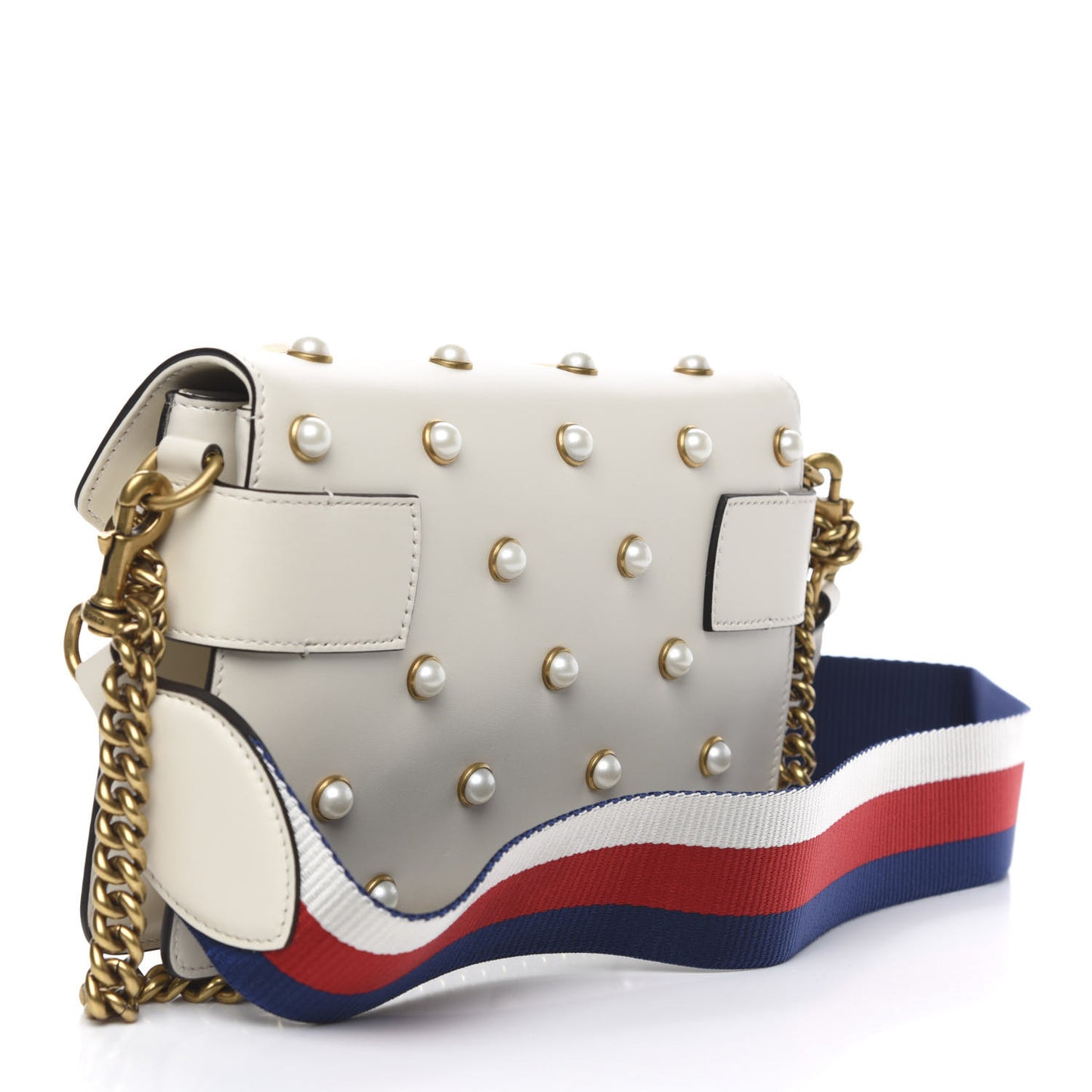 Nappa Pearl Studded Mini Queen Margaret Broadway Shoulder Bag Mystic White