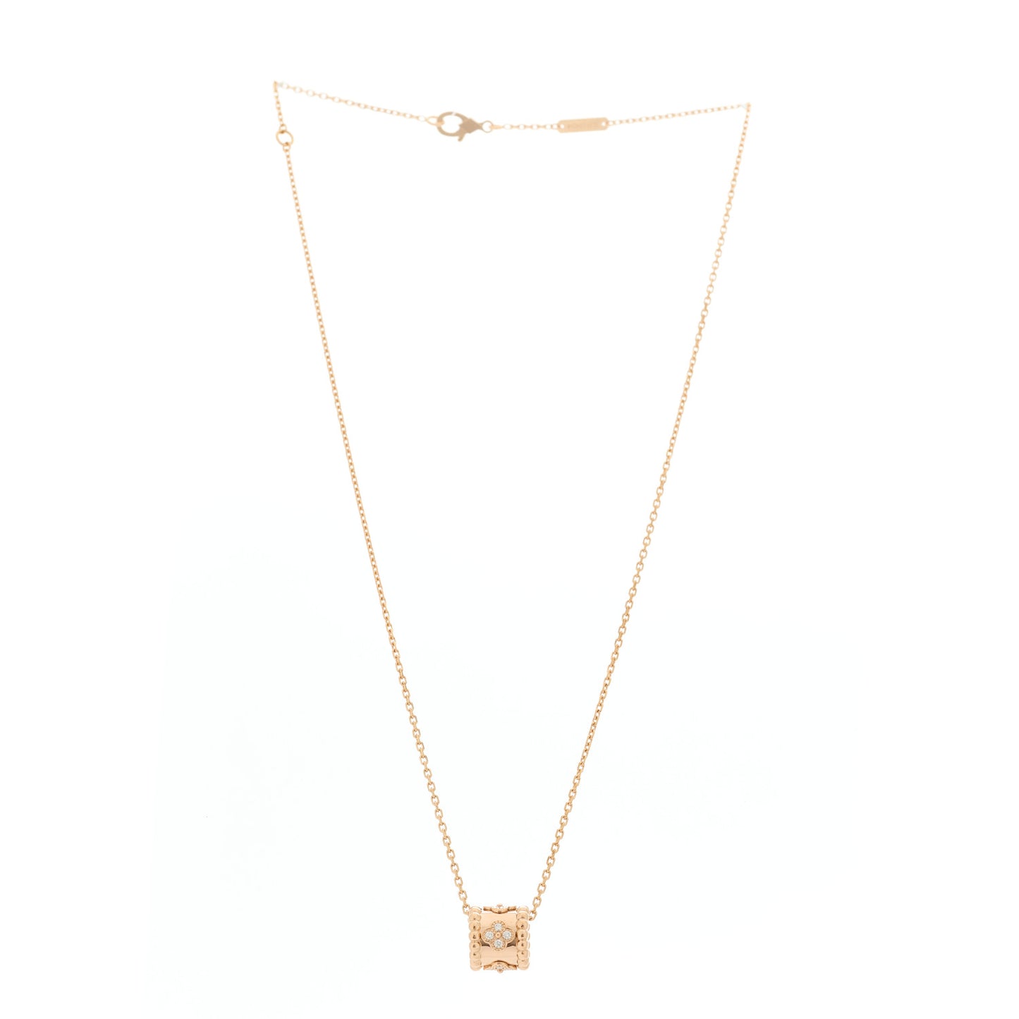 18K Rose Gold Diamond Small Perlee Clovers Pendant Necklace