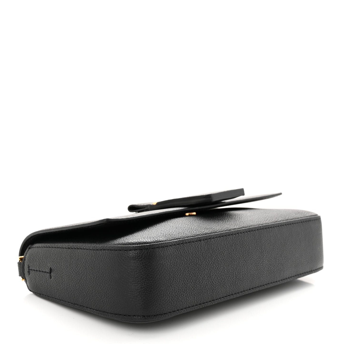 Grained Calfskin TF Chain Shoulder Bag Black