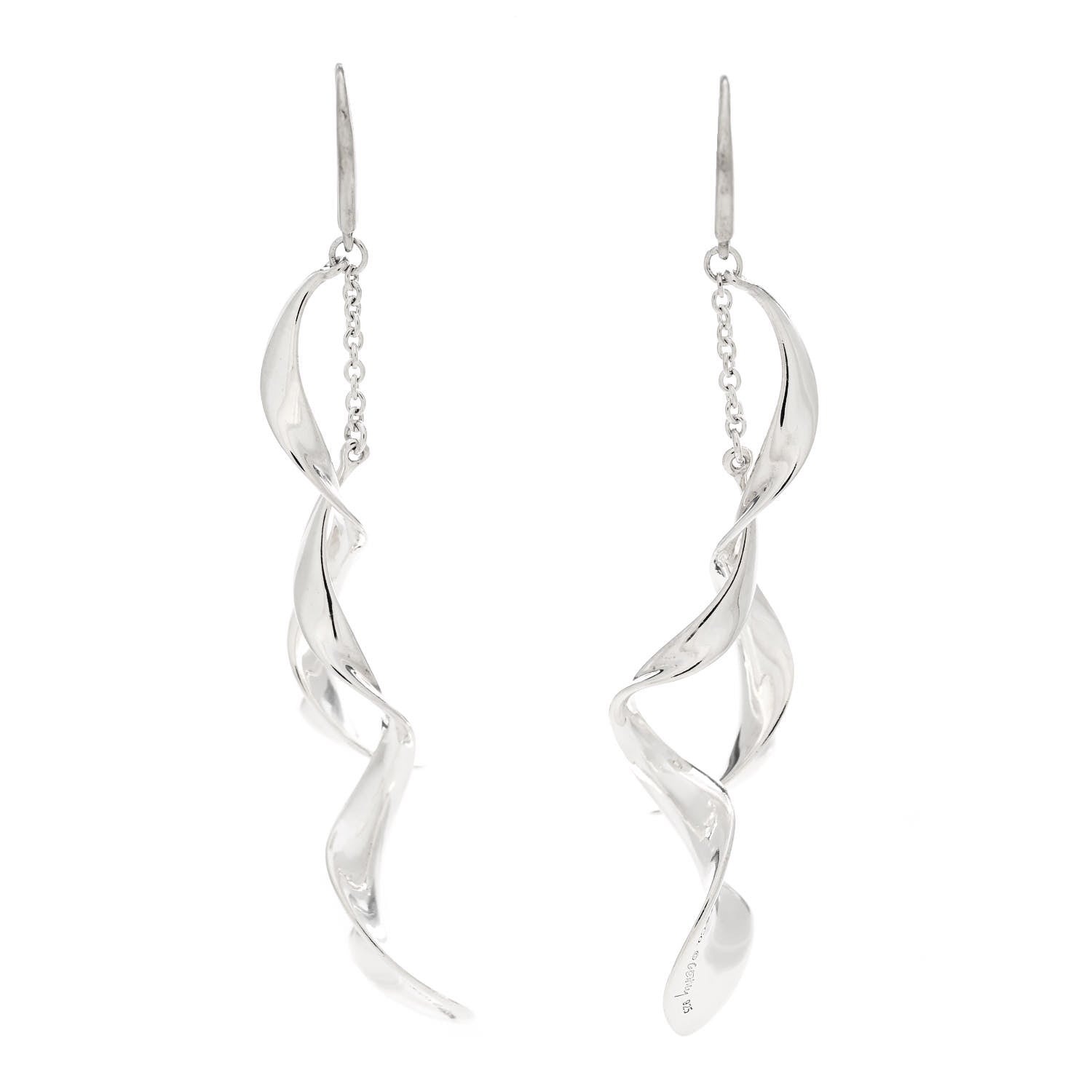 Tiffany Sterling Silver Frank Gehry Orchid Double Drop Earrings 1 of 4