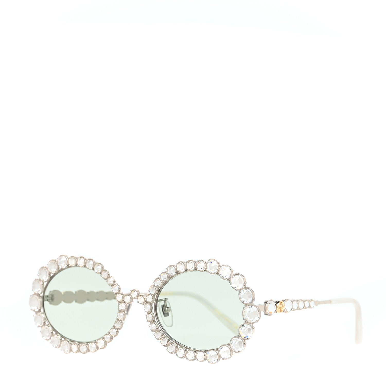 Gucci Crystal Oval Sunglasses GG0620S Silver 1 of 6