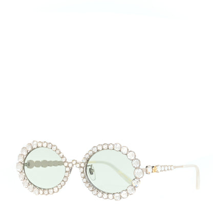 Gucci Crystal Oval Sunglasses GG0620S Silver 1 of 6