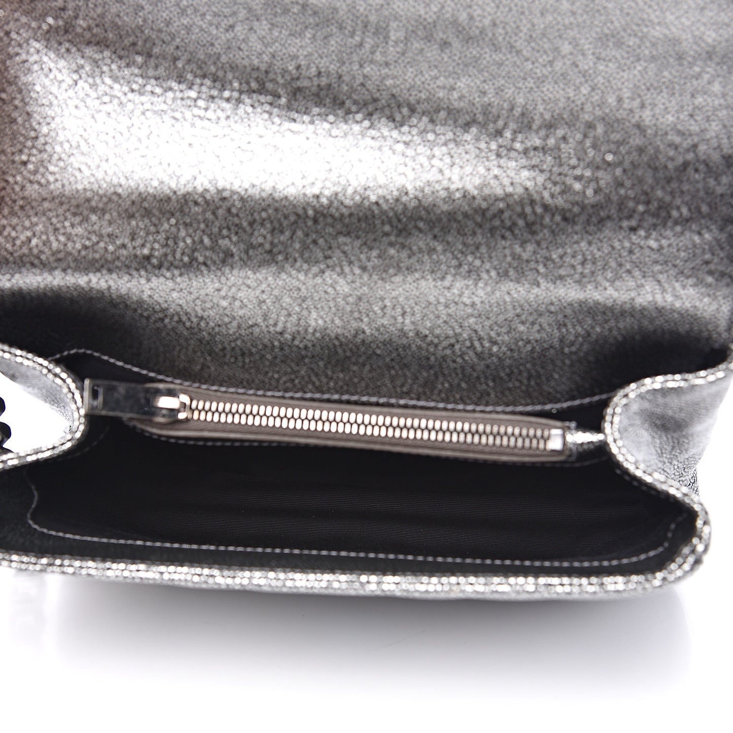 Metallic Grain De Poudre Matelasse Chevron Monogram Medium College Bag Gunmetal