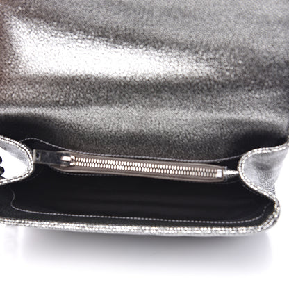 Saint Laurent Metallic Grain De Poudre Matelasse Chevron Monogram Medium College Bag Gunmetal 4 of 11