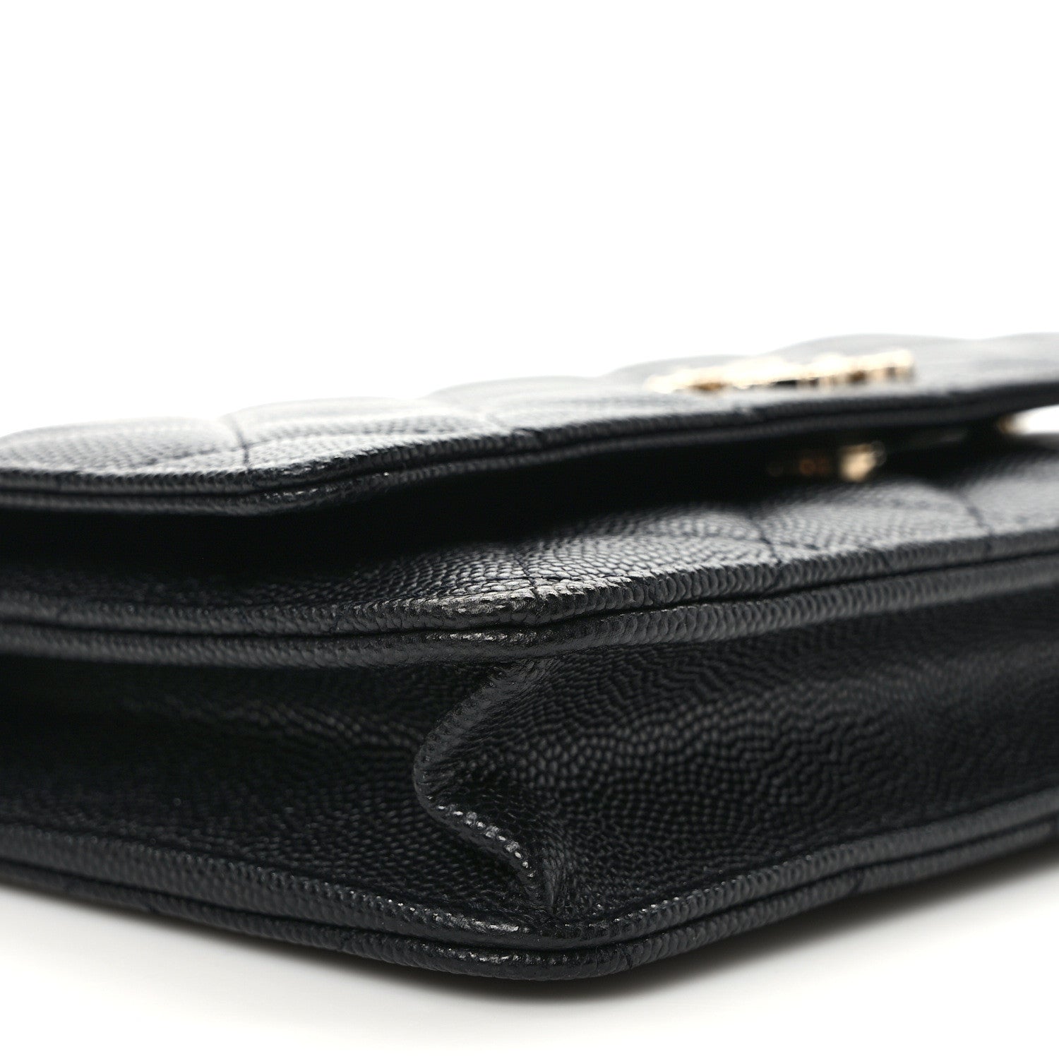 Chanel Shiny Caviar Enamel Quilted CC Wallet On Chain WOC Black 9 of 11