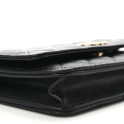 Chanel Shiny Caviar Enamel Quilted CC Wallet On Chain WOC Black 9 of 11