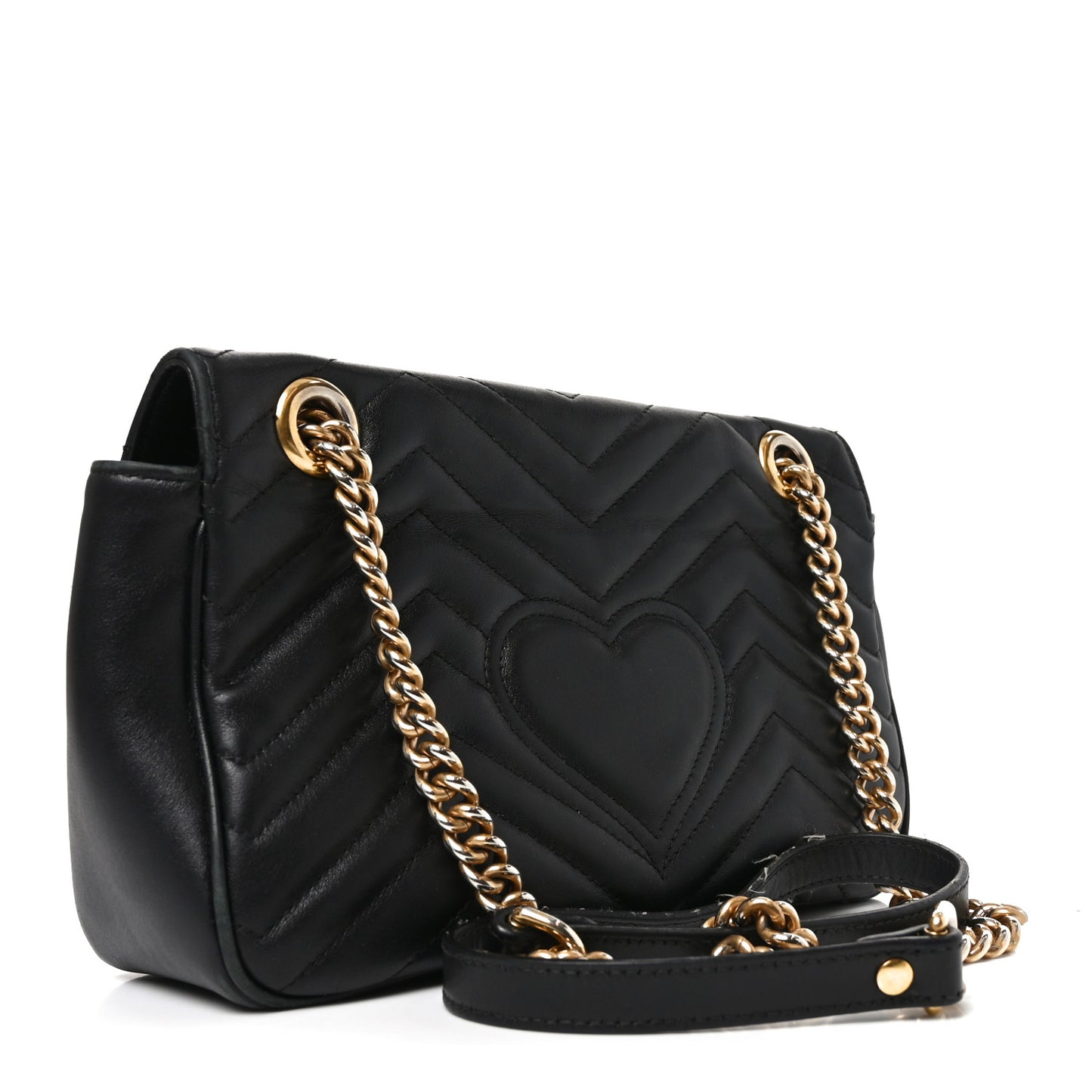 Calfskin Matelasse Small GG Marmont Shoulder Bag Black