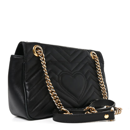 Gucci Calfskin Matelasse Small GG Marmont Shoulder Bag Black 3 of 10