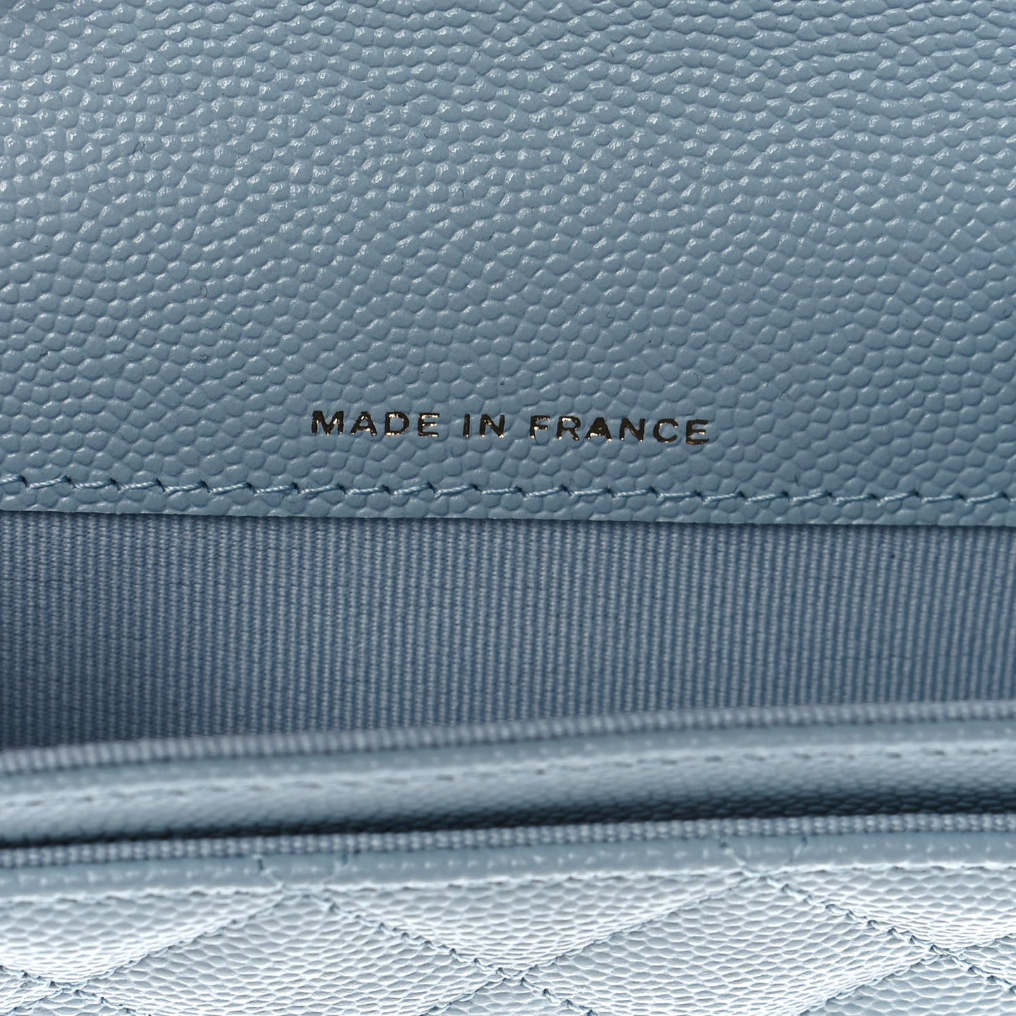 Caviar Quilted Flap Card Holder Wallet Light Blue