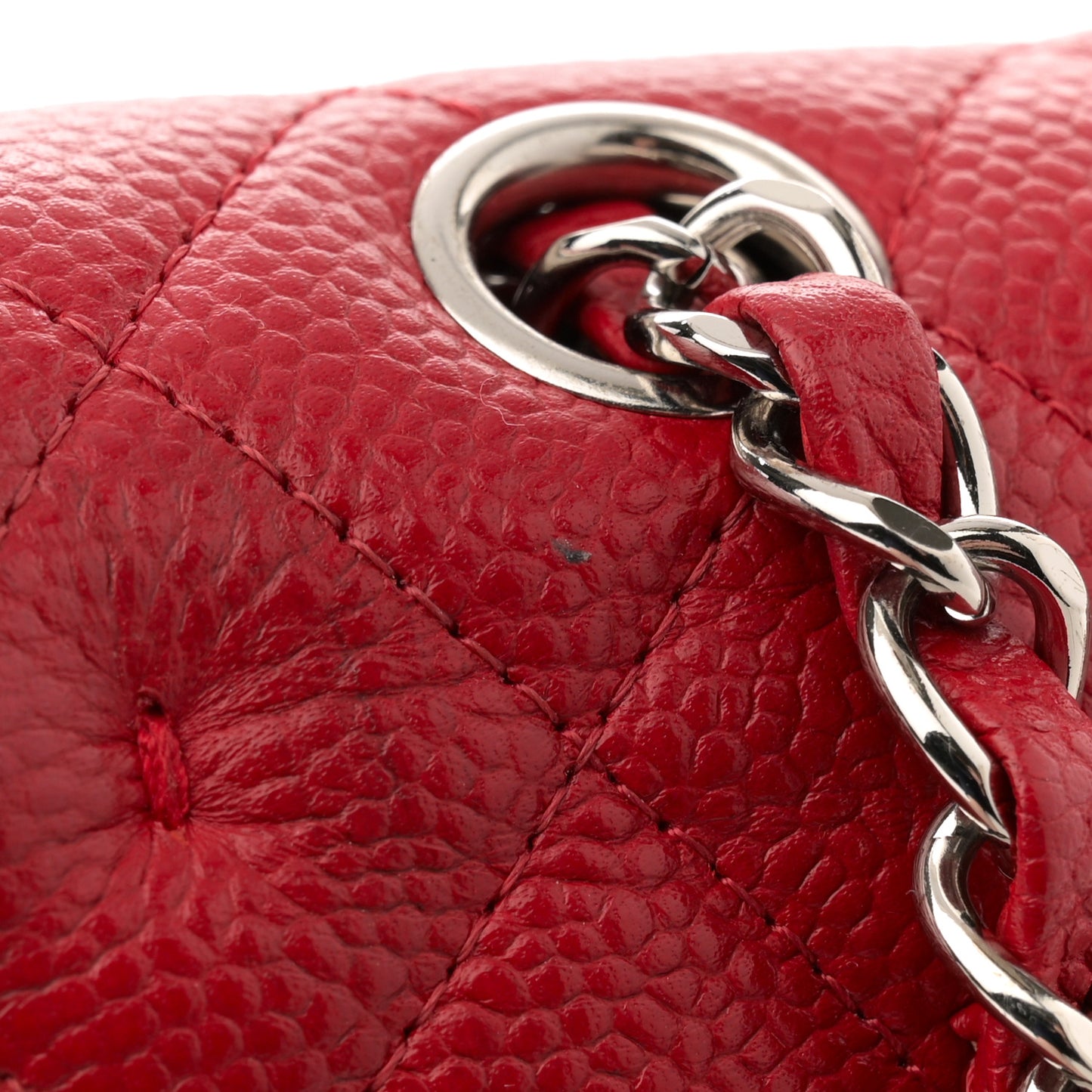 Caviar Quilted Medium Double Flap Red