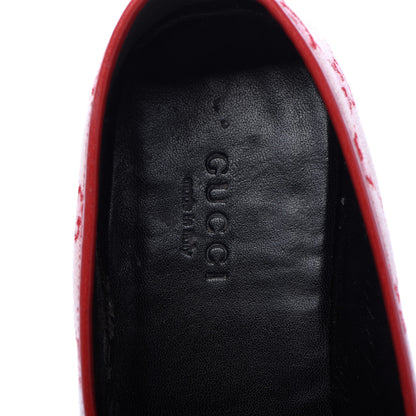 Gucci Canvas GG Monogram Horsebit Womens Jordaan Loafers 37 Gardenia Hibiscus Red 7 of 9