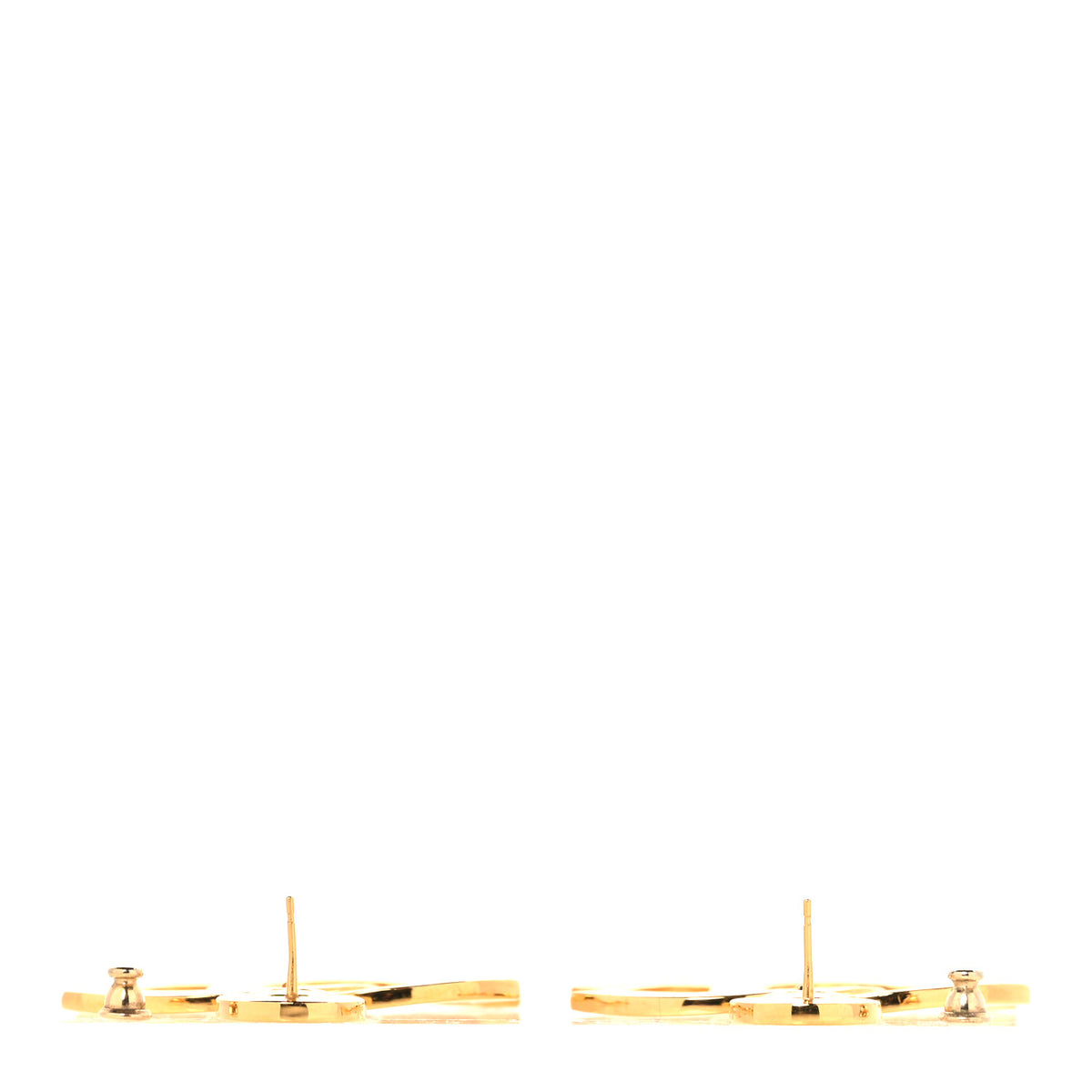 Chanel Metal Large Paris Button Earrings Gold 3 of 4