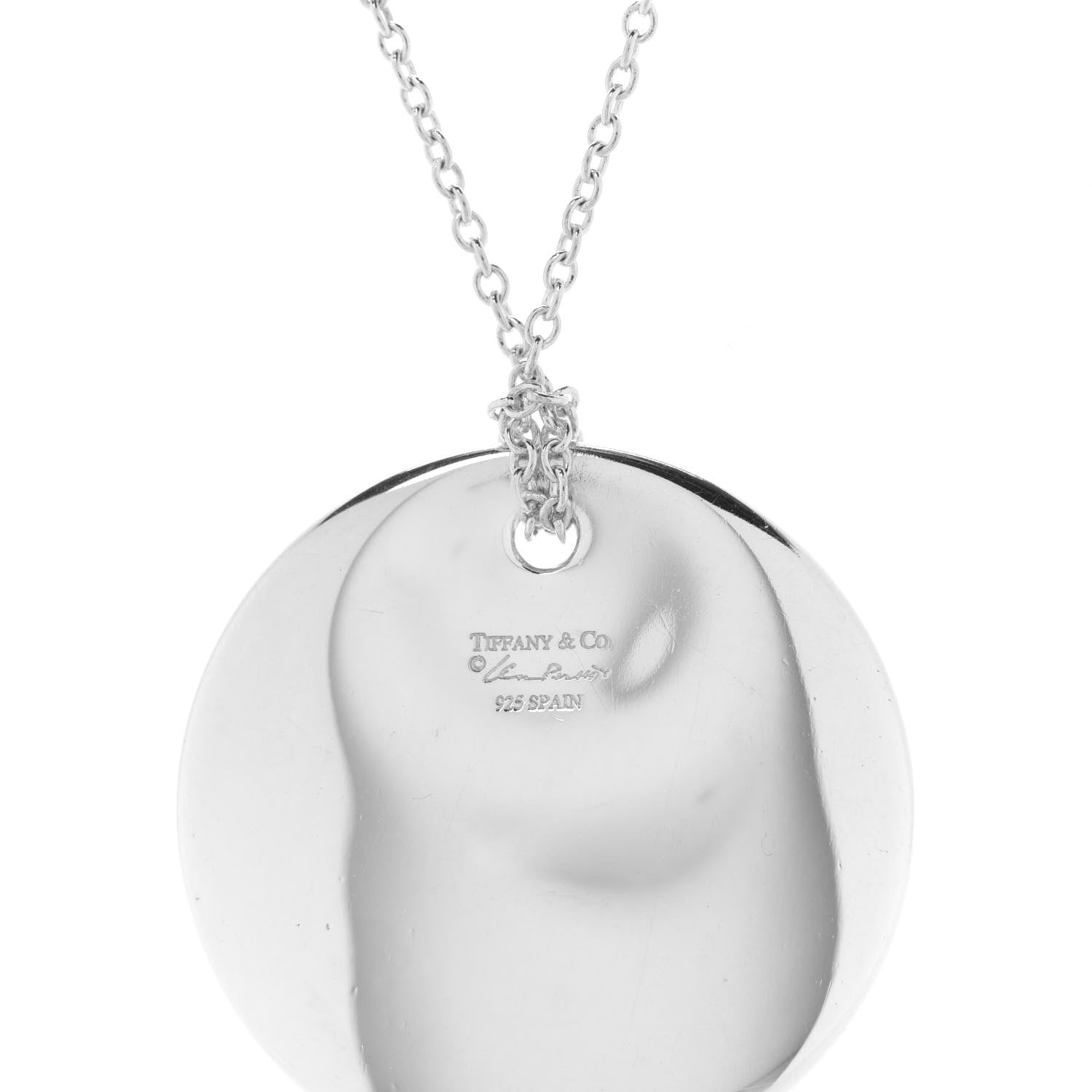 Tiffany Sterling Silver Elsa Peretti Round Disc Pendant Necklace 4 of 7