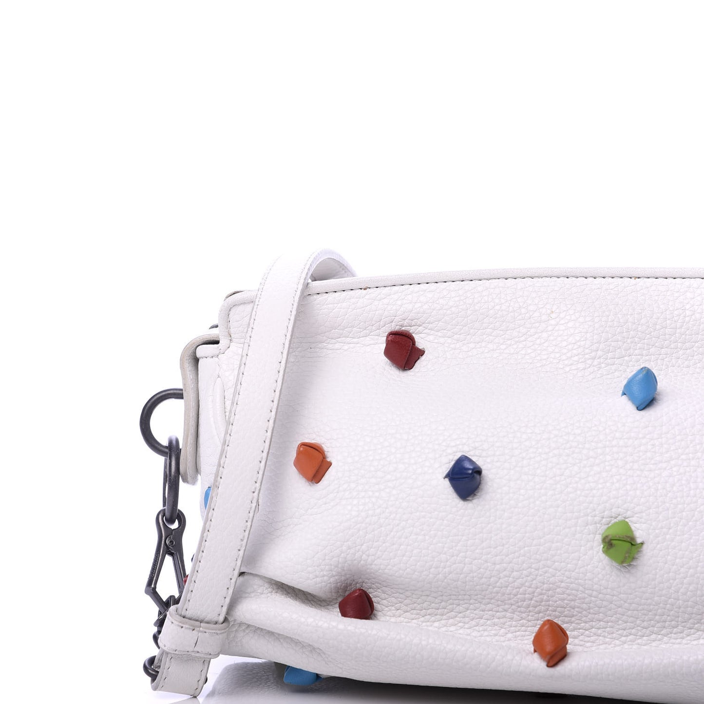 Grained Calfskin Toggle Crossbody White Multicolor