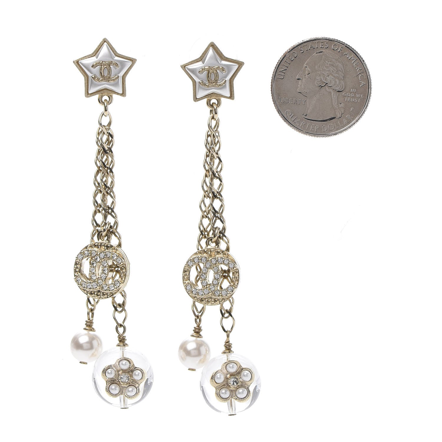 Chanel Resin Crystal CC Star Earrings Gold 2 of 5