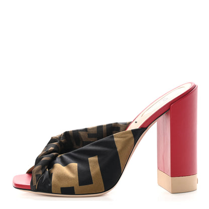 Fendi Silk FF Twist Mules 38 Tobacco 1 of 9