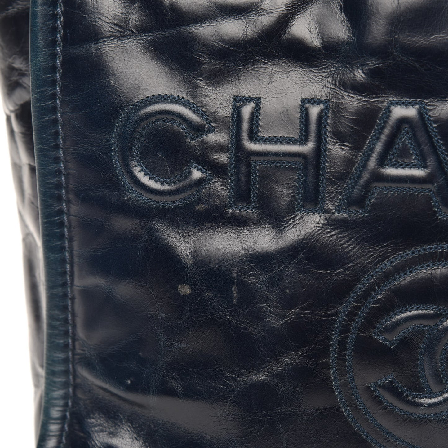 Glazed Calfskin Mini Deauville Tote Blue