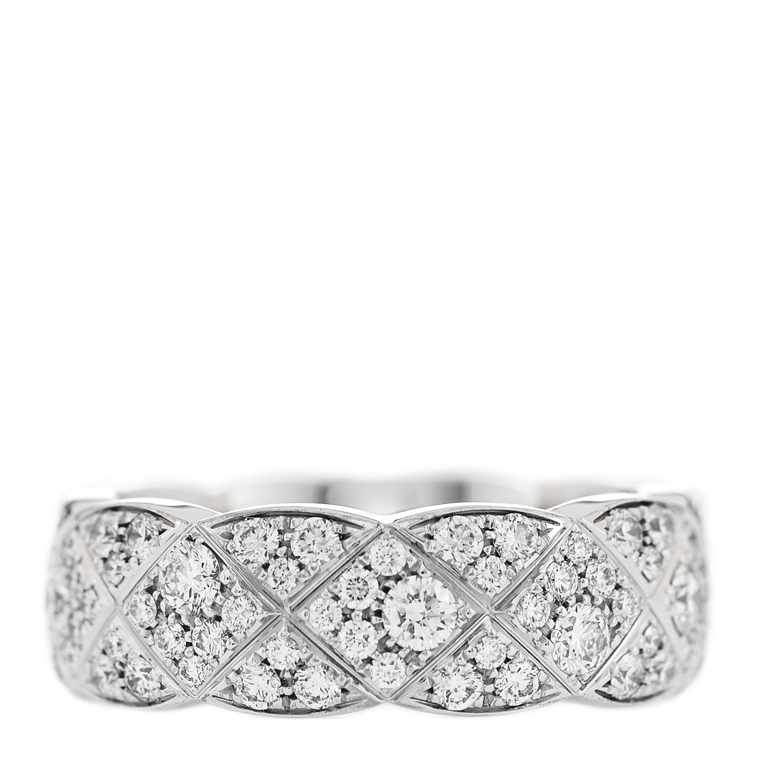 Chanel 18K White Gold Diamond Small Coco Crush Full Paved Ring 54 7 3 of 5