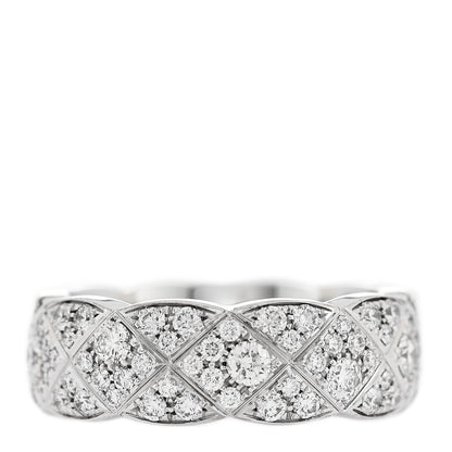 Chanel 18K White Gold Diamond Small Coco Crush Full Paved Ring 54 7 3 of 5