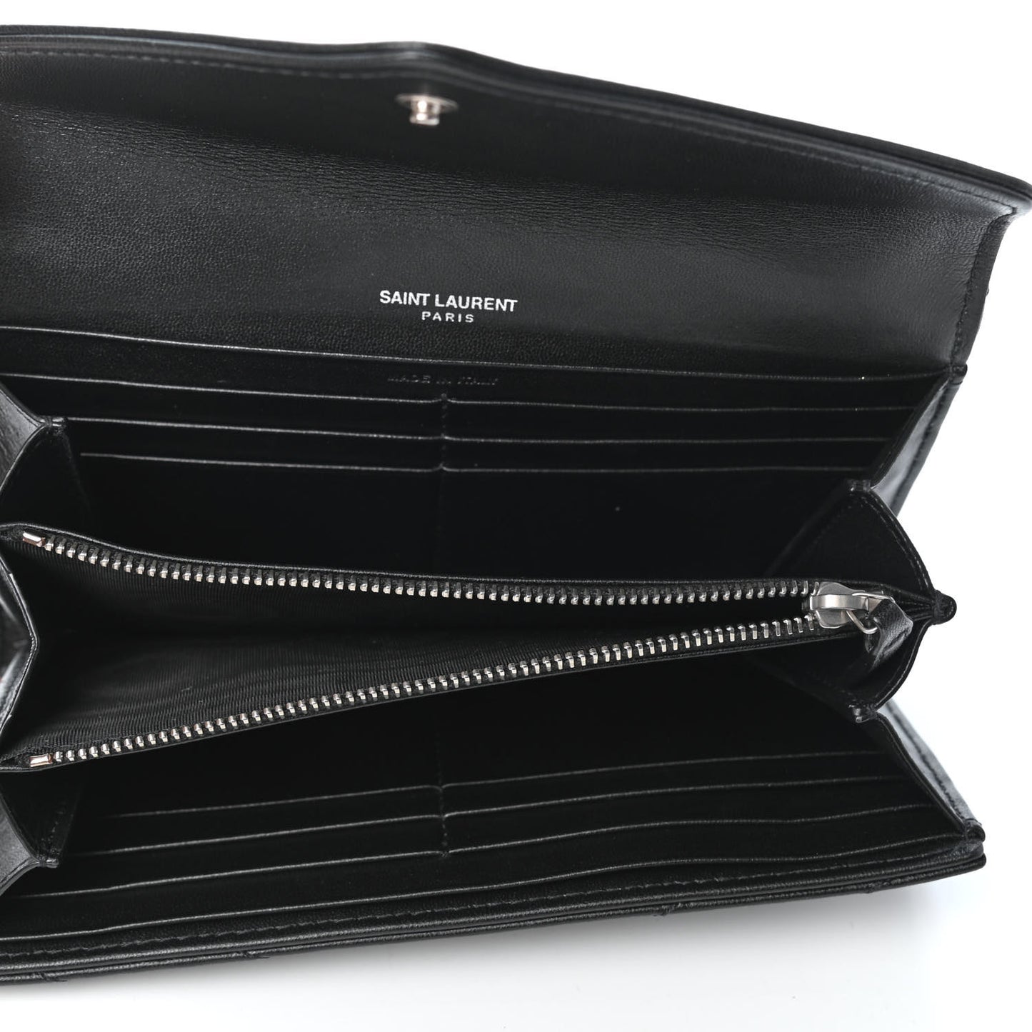 Lambskin Y Quilted Monogram Large Loulou Flap Wallet Black