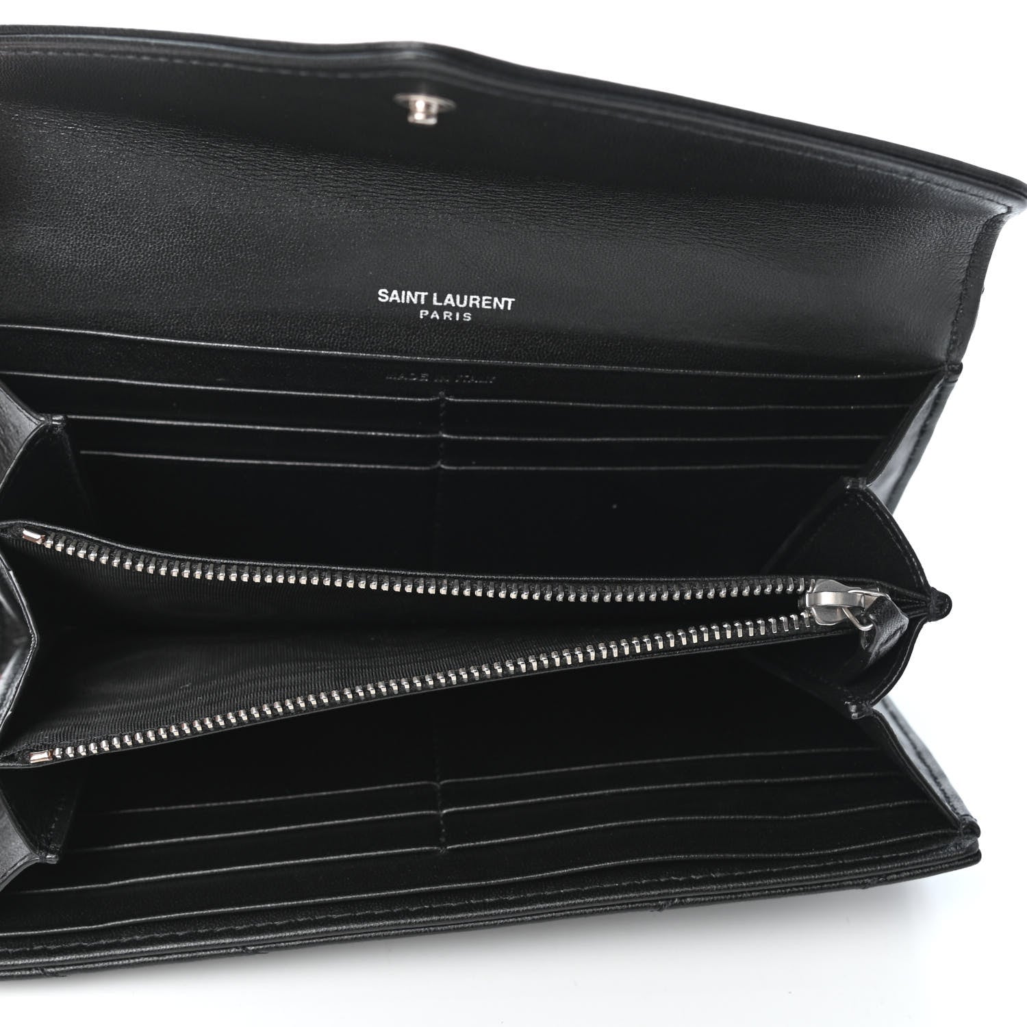 Saint Laurent Lambskin Y Quilted Monogram Large Loulou Flap Wallet Black 4 of 4