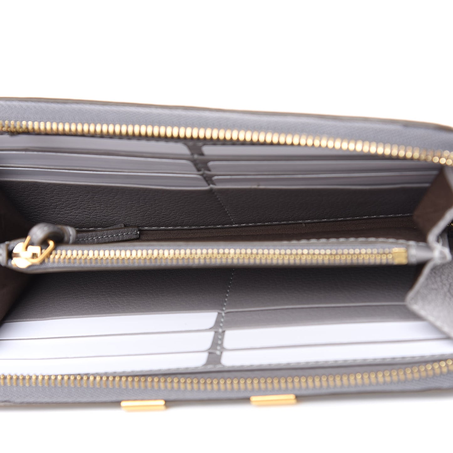 Calfskin Marcie Long Zip Around Wallet Cashmere Grey
