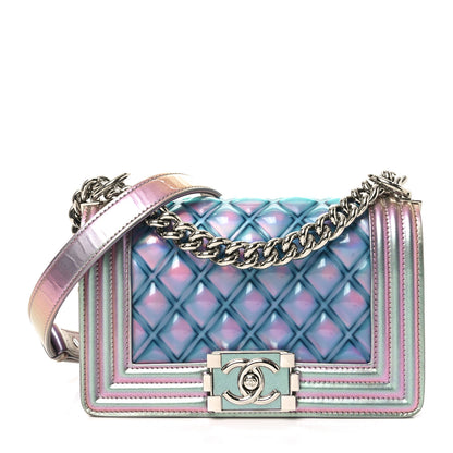 Chanel Iridescent Patent Calfskin PVC Quilted Small Boy Flap Light Purple 1 of 10