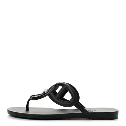 Hermes Rubber Womens Egerie Sandals 36 Black 1 of 10