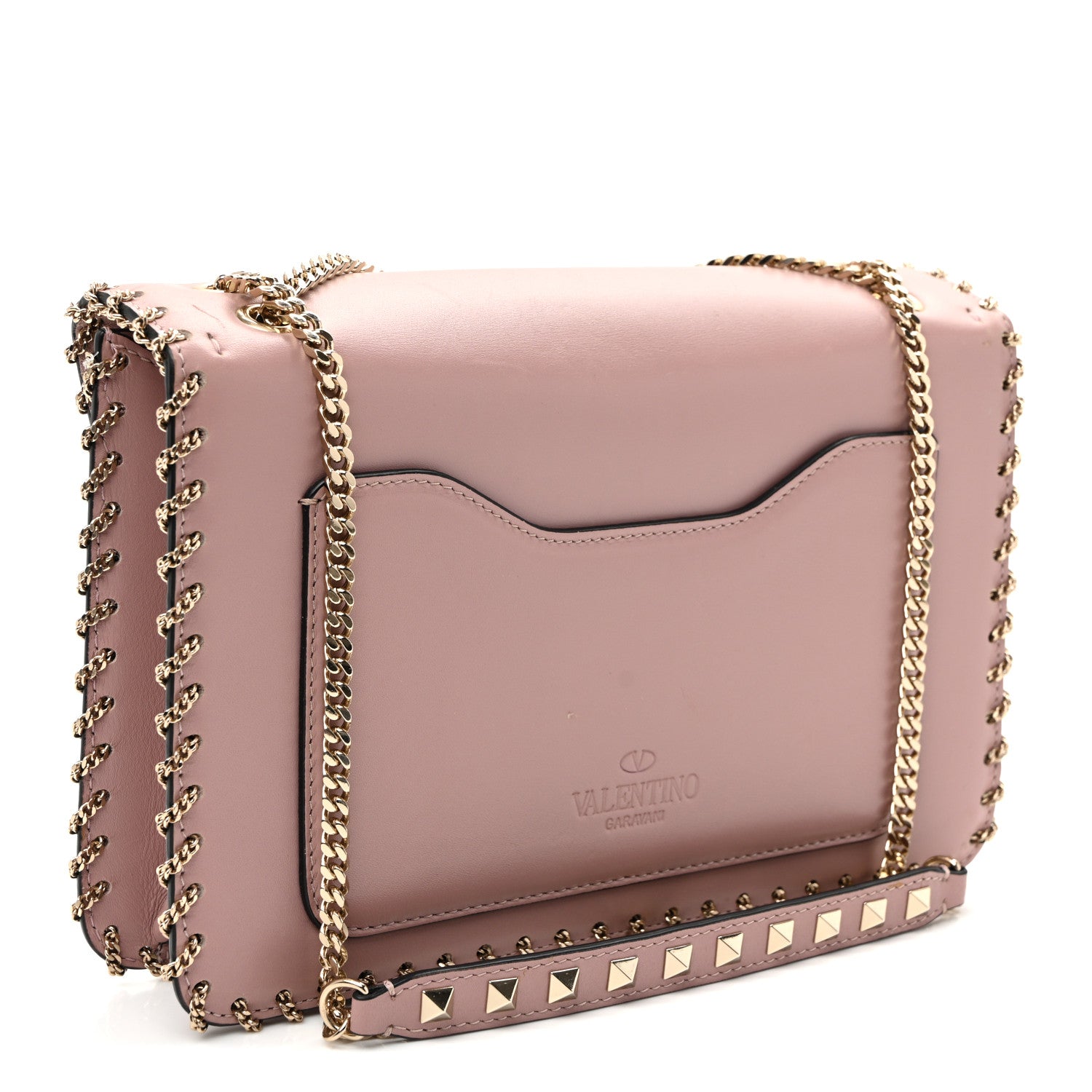 Valentino Garavani Vitello Groumette Small Rockstud Demilune Shoulder Bag Lipstick 3 of 9