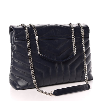 Saint Laurent Calfskin Y Quilted Monogram Medium Loulou Chain Satchel Medium Blue 3 of 14