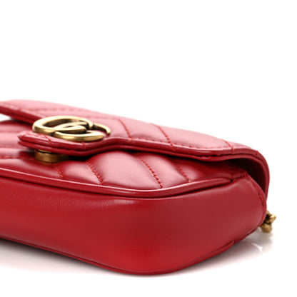 Gucci Calfskin Matelasse GG Marmont 2.0 Coin Purse On A Chain Hibiscus Red 7 of 7