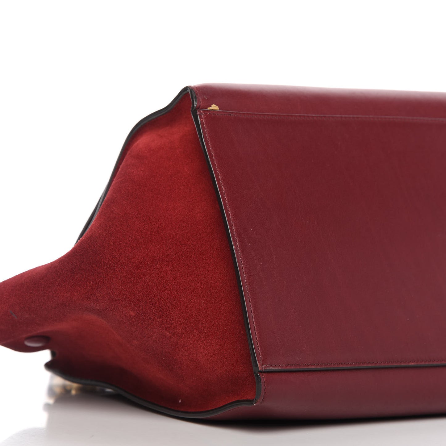 Drummed Calfskin Suede Medium Trapeze Burgundy
