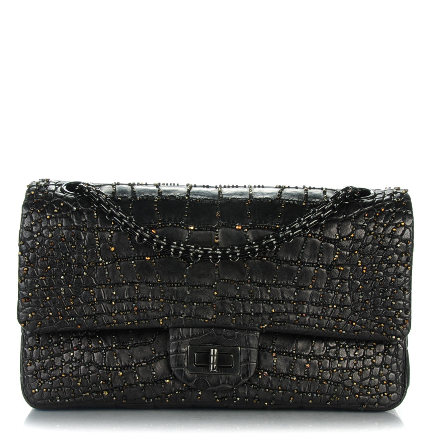 Chanel Beaded Alligator 2.55 Reissue 225 Flap So Black 1 of 9