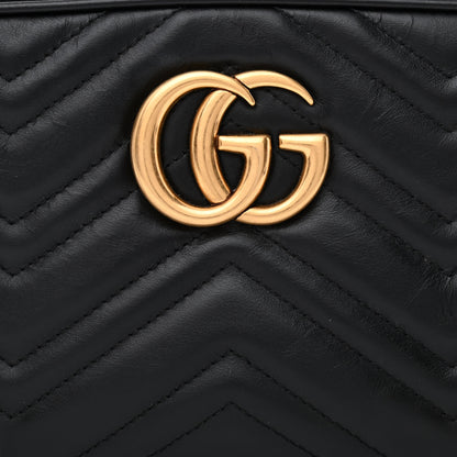 Gucci Calfskin Matelasse Small GG Marmont Chain Shoulder Bag Black 8 of 10