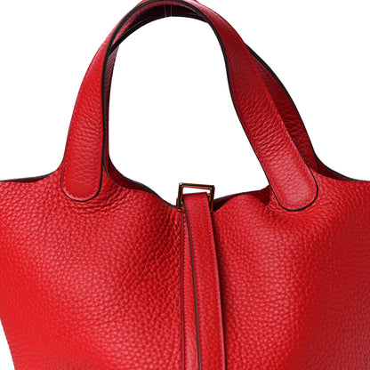 Hermes Taurillon Clemence Picotin Lock 18 PM Rouge Casaque 7 of 11