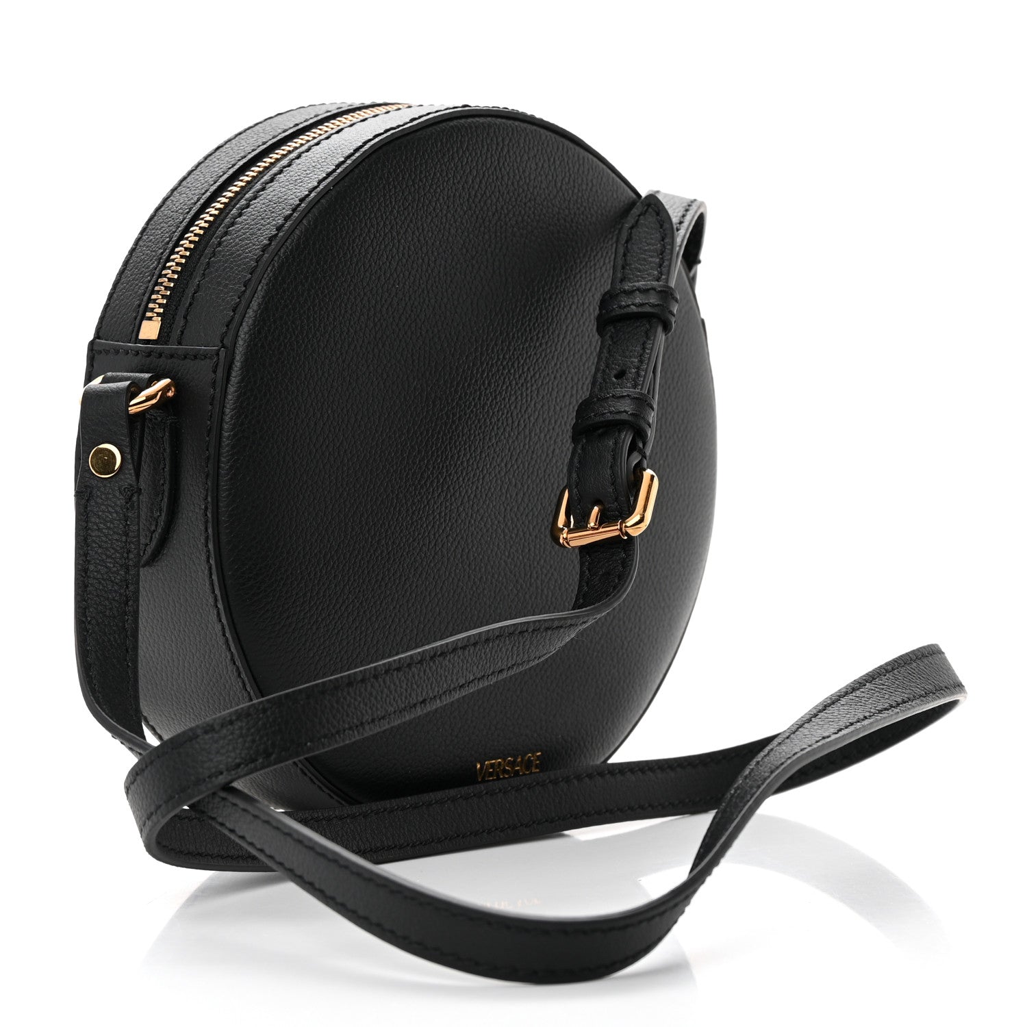 Versace Calfskin Mini La Medusa Chain Round Crossbody Bag Black 3 of 10