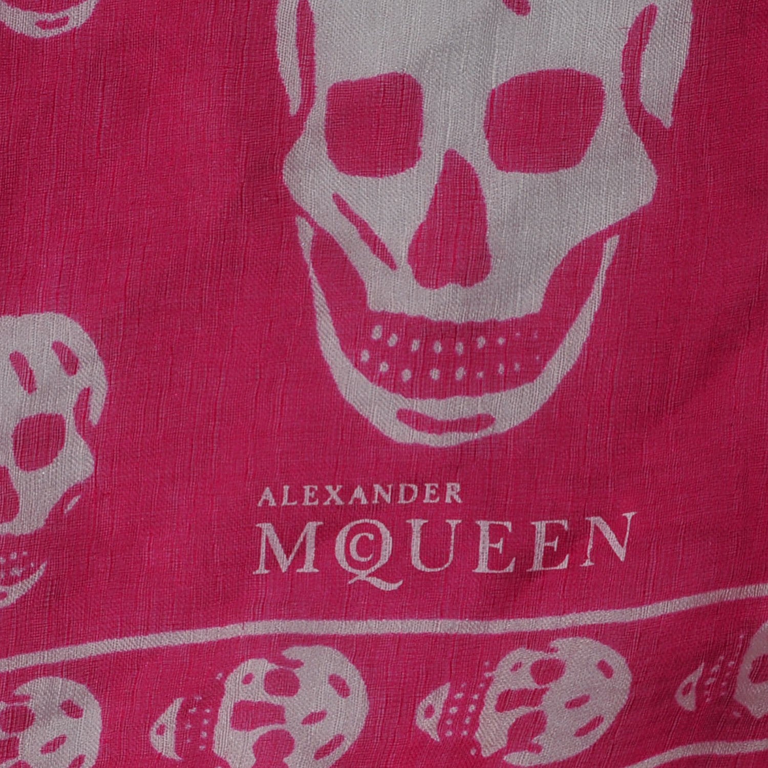 Alexander McQueen Silk Chiffon Skull Scarf Fuxia 4 of 7