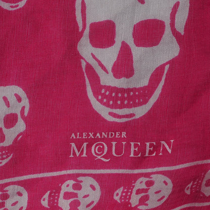 Alexander McQueen Silk Chiffon Skull Scarf Fuxia 4 of 7