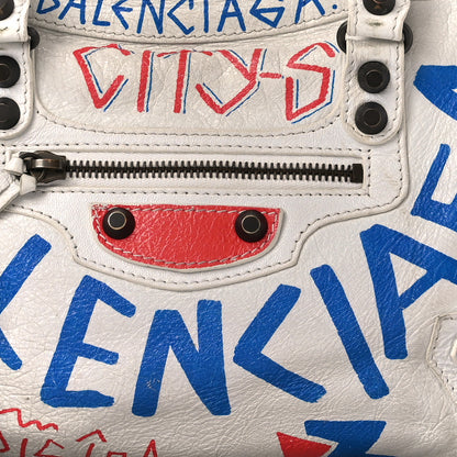 Balenciaga Agneau Graffiti All Over Classic Hardware S City White Bleu Rouge 11 of 18