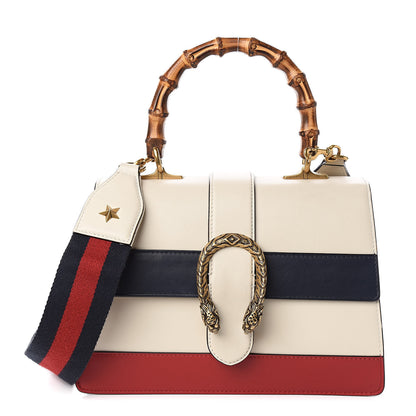 Gucci Calfskin Bamboo Web Medium Dionysus Top Handle Bag White Blue Hibiscus Red 1 of 12