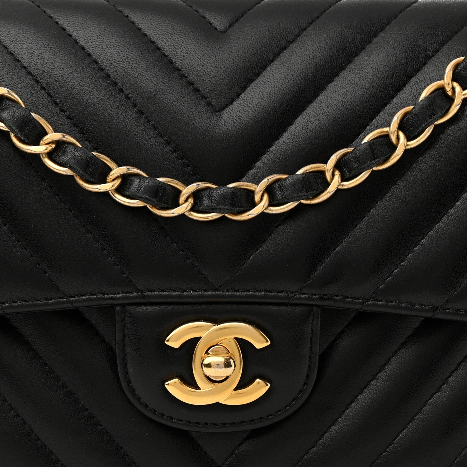 Chanel Lambskin Chevron Quilted Small Double Flap Black 8 of 14