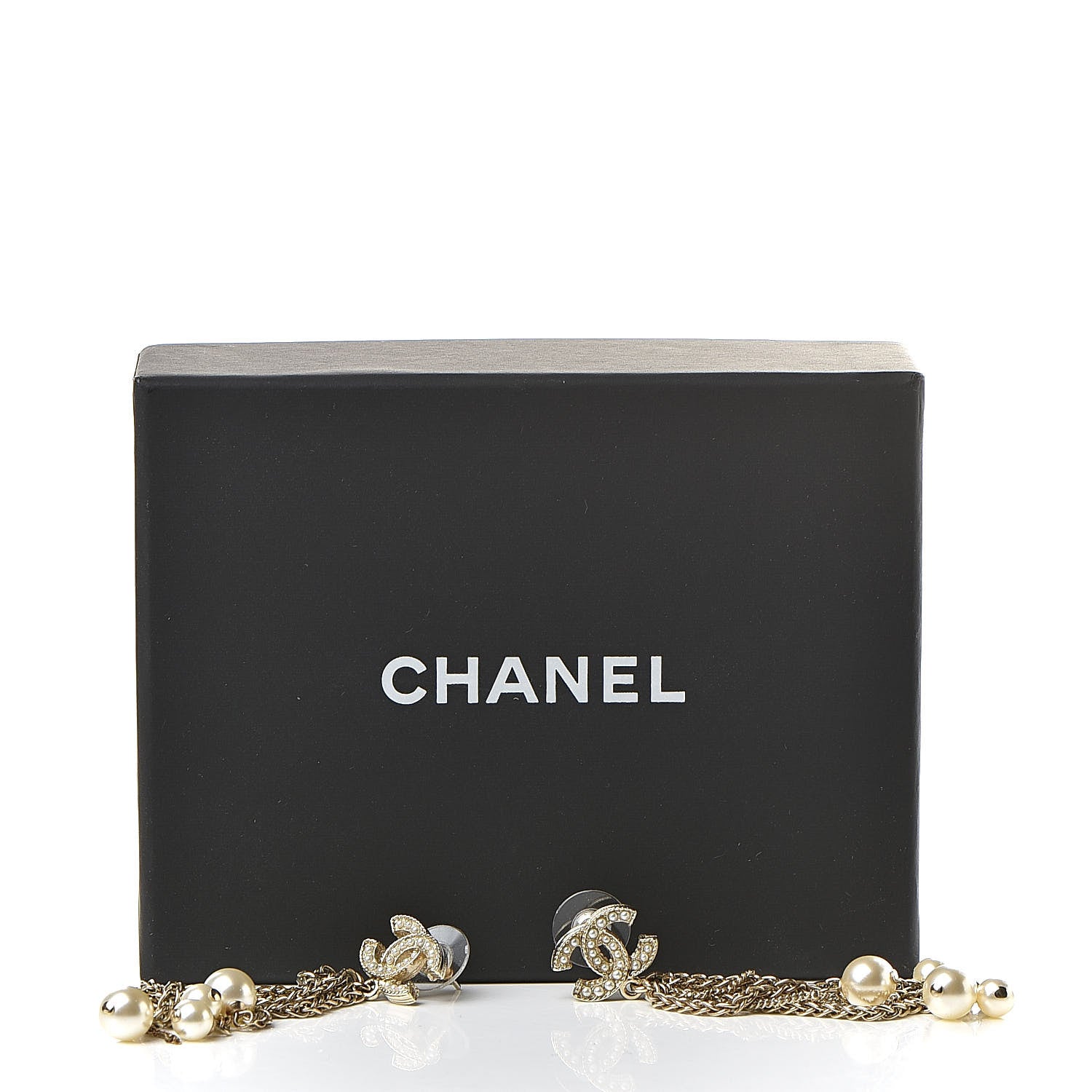 Chanel Pearl CC Chain Drop Earrings Gold 5 of 5