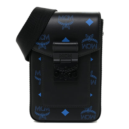 MCM Calfskin Color Splash Phone Case Crossbody Black Vallarta Blue 1 of 15