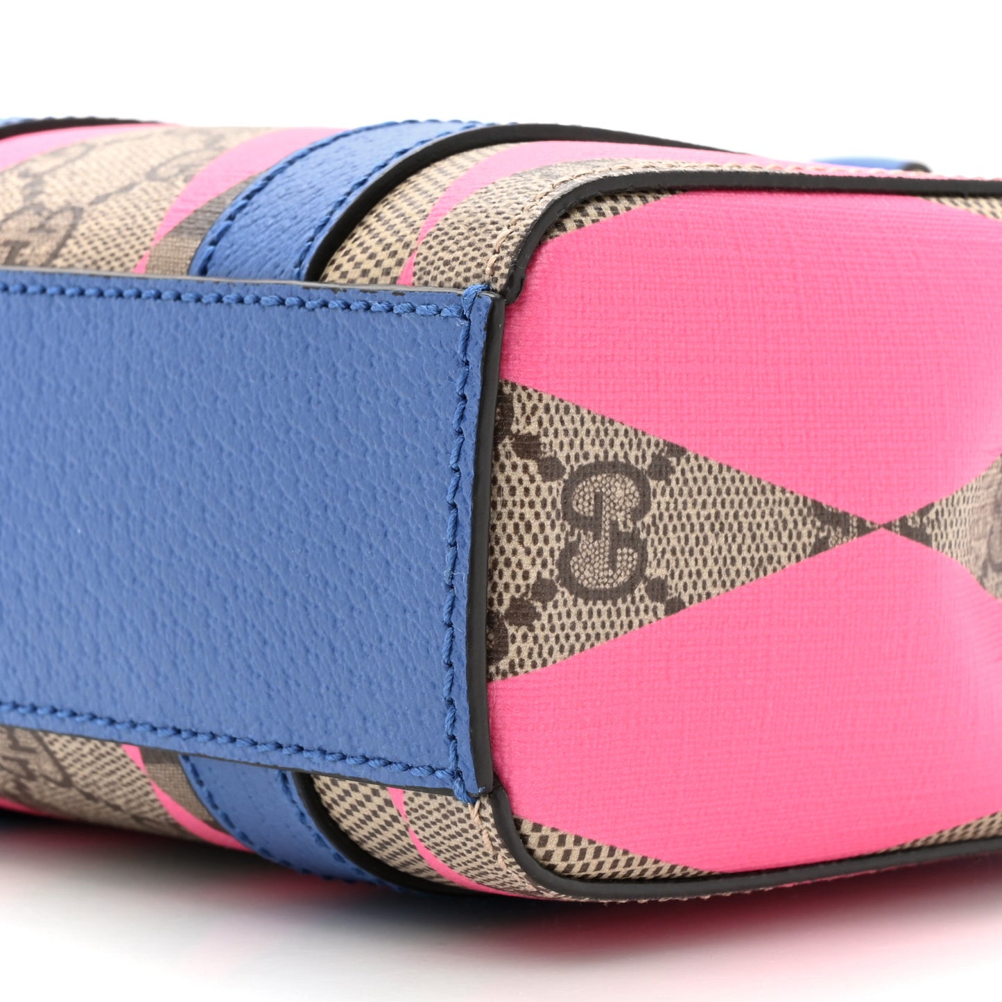 GG Supreme Monogram Textured Dollar Calfskin Rhombus Mini Tote Bag Beige Ebony Pink Blue