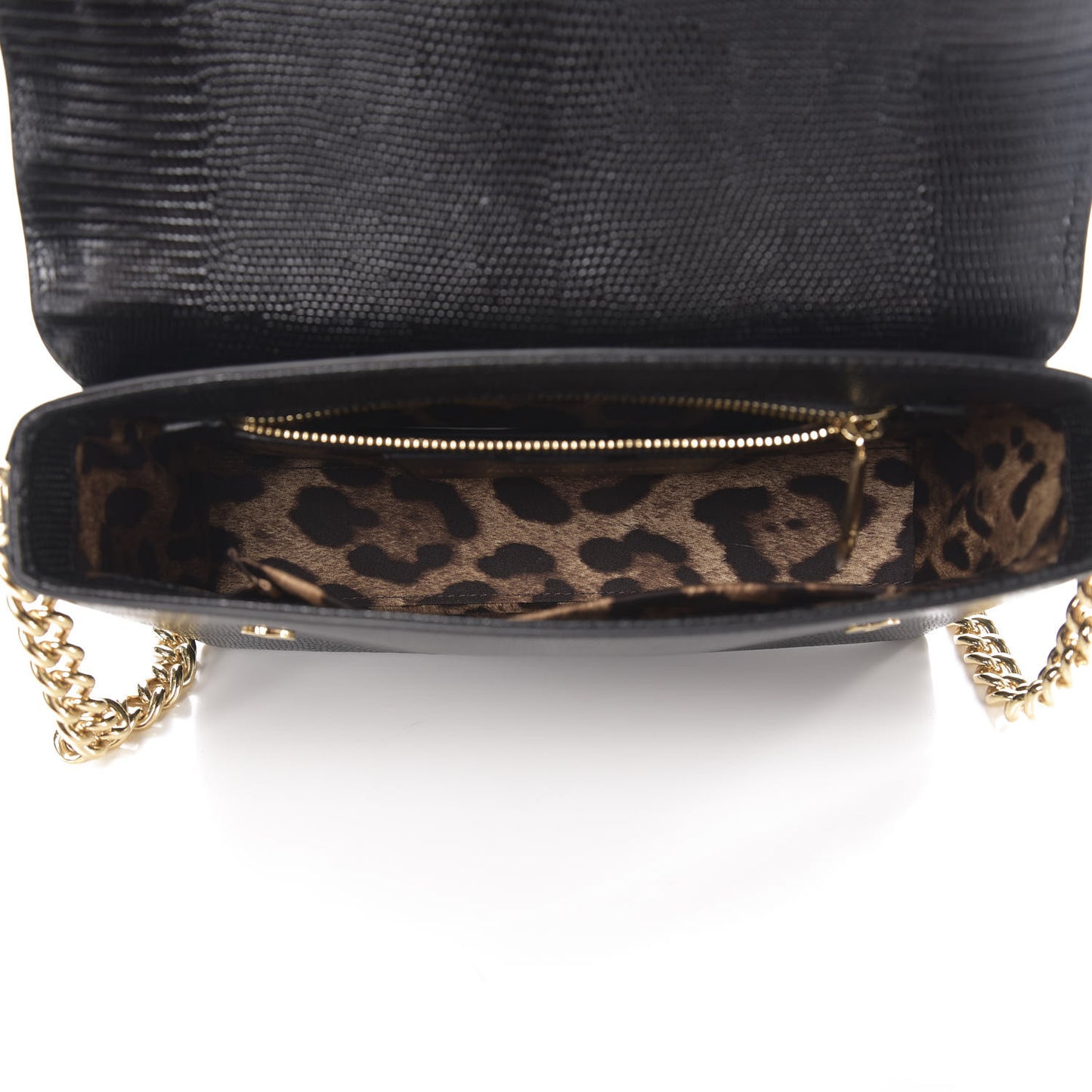 Stampa Iguana Calfskin Crystal Millennials Chain Shoulder Bag Black